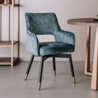 Tower Living Draaibare Eetkamerstoel Lenno Velvet - Blauw - thumbnail