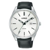 Lorus RH921QX9 Horloge staal-leder zilverkleurig-zwart-wit 42 mm - thumbnail