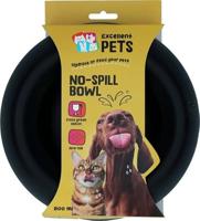 Excellent Pets Voedsel- en drinkbak voor honden en katten, 800 ml, voederbak met anti-slip bodem, M, spatbeschermingsrand, siliconen drinkbak, grijs