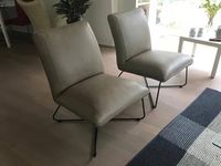 Set van 2 leren fauteuils zonder armleuning met kruisframe - bruin leer - Echt leer, Industrieel, ontdek de vele Leersoorten en Kleuren bij ShopX - thumbnail