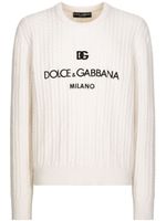 Dolce & Gabbana pull en maille torsadée à col rond - Blanc