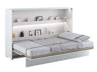 Opklapbed CONCEPTION PRO 120x200 cm wit/glanzend wit (horizontaal) met matras - thumbnail