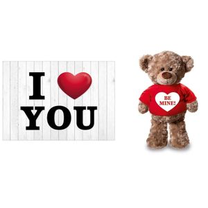 I Love You wenskaart / Valentijnskaart met be mine knuffelbeer   -