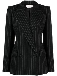 Alexander McQueen blazer rayé à boutonnière croisée - Noir