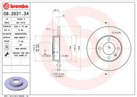 Remschijf BREMBO, Remschijftype: Massief, u.a. für Audi, VW, Seat