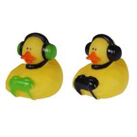 Badeendje gamer - rubber - 2 stuks - zwart en groen - 5 cm - bad speelgoed