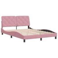 vidaXL Bedframe met hoofdeinde fluweel roze 140x190 cm, bed, bed ombouw, eenpersoonsbed, bedbodem, slaapkamermeubel, 1 persoonsbed, logeerbed