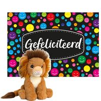 Keel toys - Cadeaukaart Gefeliciteerd met knuffeldier leeuw 18 cm - thumbnail