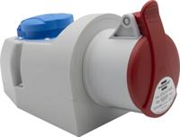 Brennenstuhl Gecombineerd wandcontactdoos met CEE-stopcontact 400 V/16 A, 5-polig + stopcontact type F (Schuko), industriële stekker met deksel, gebruik binnen en buiten, werkplaats, garage,