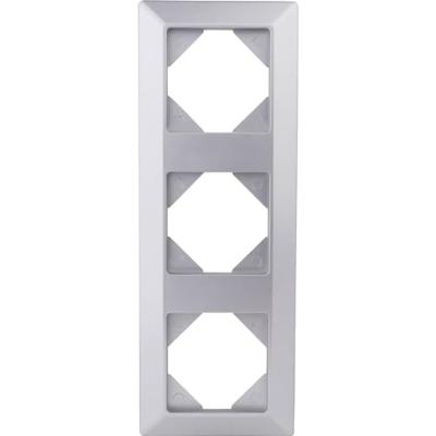 REV Quadro, 3-voudig frame stopcontact, frame lichtschakelaar etc., zilver