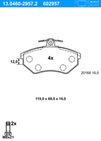 Remblokkenset, schijfrem ATE, u.a. fÃ¼r VW, Seat