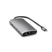 SATECHI USB-C Hub Multipoort Adapter V3, 8 in 1 USB-C Dongle met 8K HDMI, 85W USB-C PD Opladen, 4 USB-C Datapoorten, Ethernet, SD-kaartlezer voor Mac, Windows - Spacegrijs