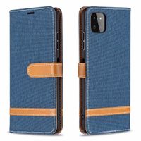 Samsung Galaxy A51 hoesje - Bookcase - Pasjeshouder - Portemonnee - Vintage - Stof - Kunstleer - Donkerblauw - thumbnail