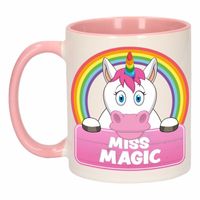 Eenhoorn theebeker roze / wit Miss Magic 300 ml