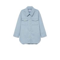 Mango shacket met wol lichtblauw