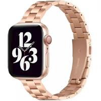 By Qubix - Stalen slim fit schakelband - Rosé goud - Compatible met Apple watch 38mm / 40mm / 41mm / 42mm - Compatible Apple watch bandjes