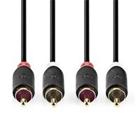 Stereo-Audiokabel | 2x RCA Male | 2x RCA Male | Verguld | 0.5 m | Rond | Antraciet | Doos - thumbnail