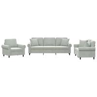 vidaXL 3-delige Loungeset met kussens fluweel lichtgrijs, fauteuil, bank, zitbank, 2-zitsbank, sofa, fauteuil stoel, 2 zits bank, twee zits bank