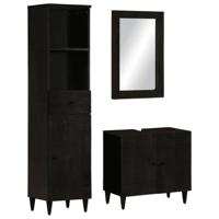 vidaXL 3-delige Badkamermeubelset massief mangohout, badkamerset, badkamerkastje, badmeubel, wastafelmeubel, badkamer kast, wastafelkast