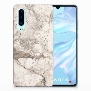 Huawei P30 TPU Siliconen Hoesje Marmer Beige