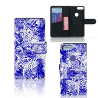 Telefoonhoesje met Naam Alcatel 1S (2019) Angel Skull Blauw