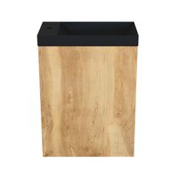 Arcqua Fonteinkast natural oak incl. Marble fontein mat zwart z/o