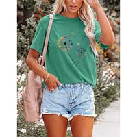 Dames T-shirt Afdrukken Vakantie Weekend Modieus Korte mouw Ronde hals Wit Zomer Lightinthebox