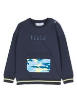 Philipp Plein Junior sweat à logo imprimé - Bleu