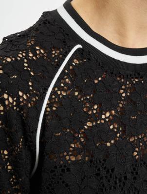 Urban Classics / trui Ladies Short Lace College Crew in zwart Urban Classics / trui Ladies Short Lace College Crew in zwart