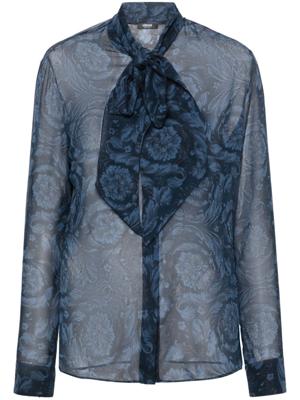 Versace Barocco sjaal met sjaalstrik - Blauw