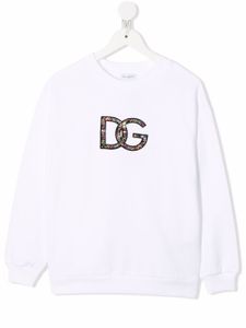 Dolce & Gabbana Kids sweat à logo orné de cristal - Blanc