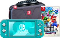 Nintendo Switch Lite Turquoise + Super Mario Bros. Wonder + Beschermhoes