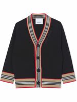 Burberry Kids cardigan en laine à rayures Icon - Noir - thumbnail