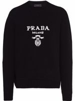 Prada pull en laine mélangée à logo intarsia - Noir