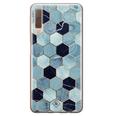 Samsung Galaxy A7 2018 siliconen hoesje - Blue cubes