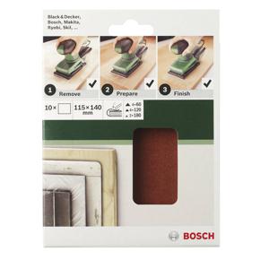 Bosch Accessories 2609256B15 Oscillerend schuurpapier Ongeperforeerd Korrelgrootte (num) 60 (l x b) 140 mm x 115 mm 10 stuk(s)