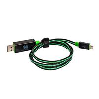 RealPower LED drijvende kabel micro-USB, LED laad- en datakabel met micro-USB-aansluiting, voor HTC, Huawei, Samsung, Sony, Nokia, Nexus, Kindle en andere Android smartphones, (zwart/groene LEDs)