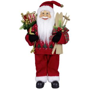 Kerstman beeld - H45 cm - rood - staand - kerstpop   -