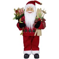 Kerstman beeld - H45 cm - rood - staand - kerstpop   - - thumbnail