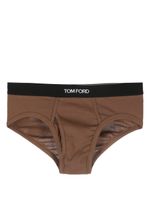 TOM FORD slip en coton stretch à taille logo - Marron - thumbnail