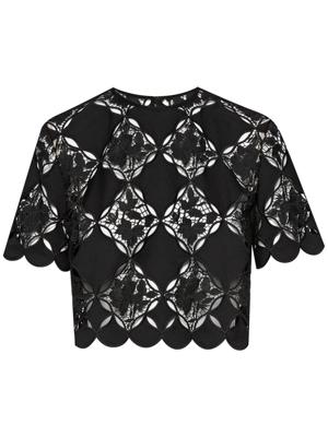 Oscar de la Renta Gardenia kanten blouse - Zwart
