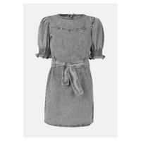 Shoeby Jill & Mitch spijkerjurk Loui met studs lichtgrijs