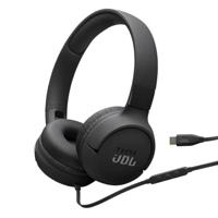 JBL Tune 520C Comfort Fit bedrade on-ear koptelefoon met microfoon, JBL Pure Bass-geluid, EQ-presets, USB-C-connectiviteit, opvouwbaar ontwerp en knoopresistente kabel, zwart