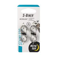 Nite Ize NI-LSBM-11-2R3 karabijnhaak S-Biner MicroLock 2 stuks dubbele haken, zilver, S
