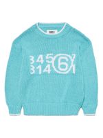 MM6 Maison Margiela Kids pull en coton mélangé à logo intarsia - Bleu - thumbnail