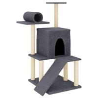 vidaXL Kattenmeubel met sisal krabpalen 110,5 cm donkergrijs, kattenpaal, kattenboom, kattenkrabpaal, kattenhuis, kattenmeubel, kattenpalen