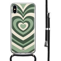 iPhone X/XS hoesje met koord - Hart groen swirl - thumbnail