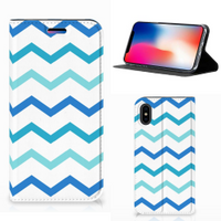 Apple iPhone X | Xs Hoesje met Magneet Zigzag Blauw