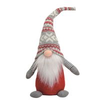 Pluche gnome/dwerg decoratie pop/knuffel rood/grijs mannetje 45 cm - thumbnail