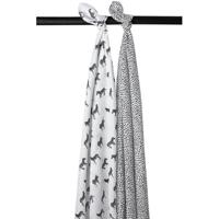 Meyco hydrofiele luiers - set van 2 Zebra animal/cheetah wit/zwart